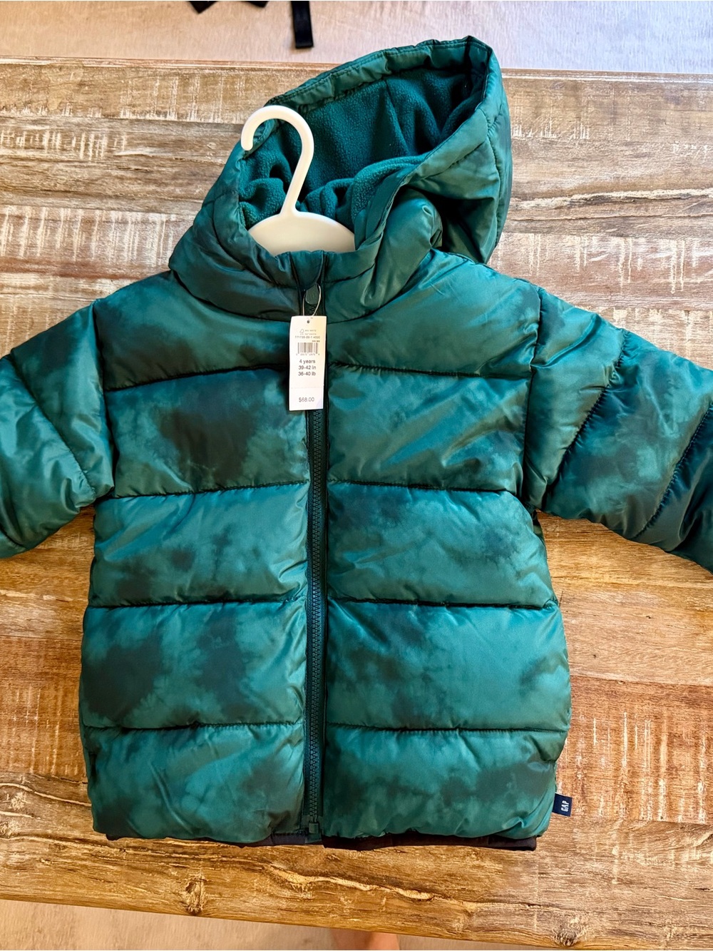 GAP Teal Green Puffer Jacket with Hood